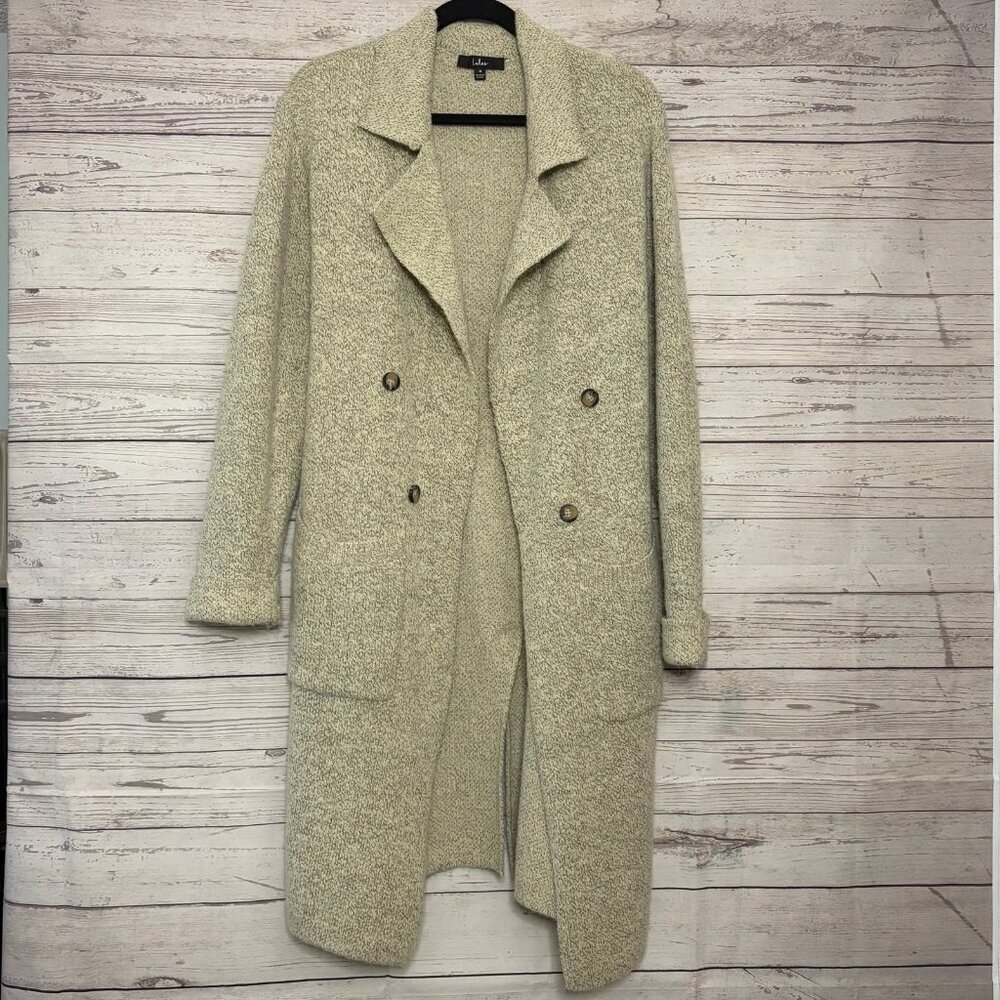 Lulus Cream Trench Coat Style Cardigan Medium‎